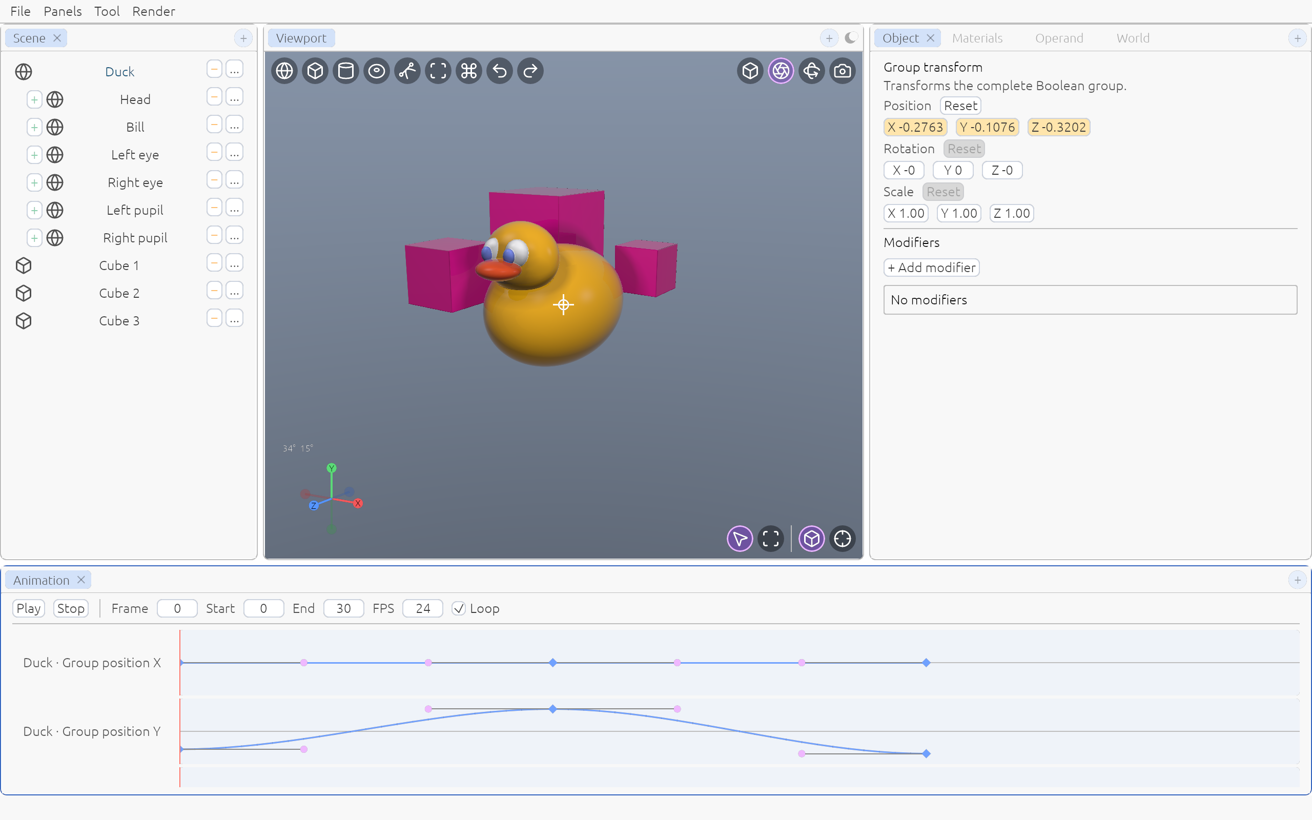 Claydash in light mode, with light panel headers, controls, and animation timeline