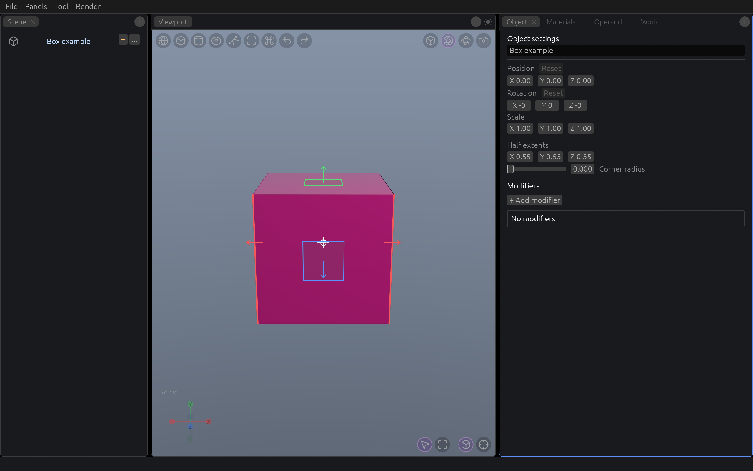 Selected shape with Object settings and editable dimensions